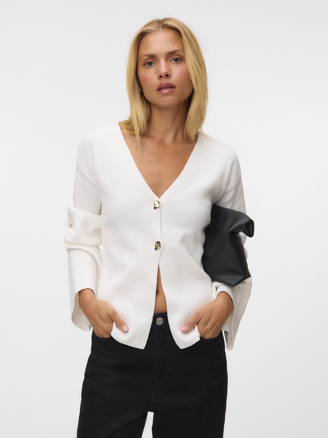 VMSUSANNE Knitted Cardigan - Snow White - VERO MODA & VILA Bergvik